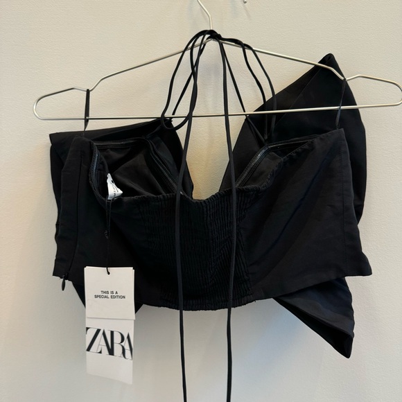 Zara Elegant Black Bow Crop Top - Picture 2 of 5